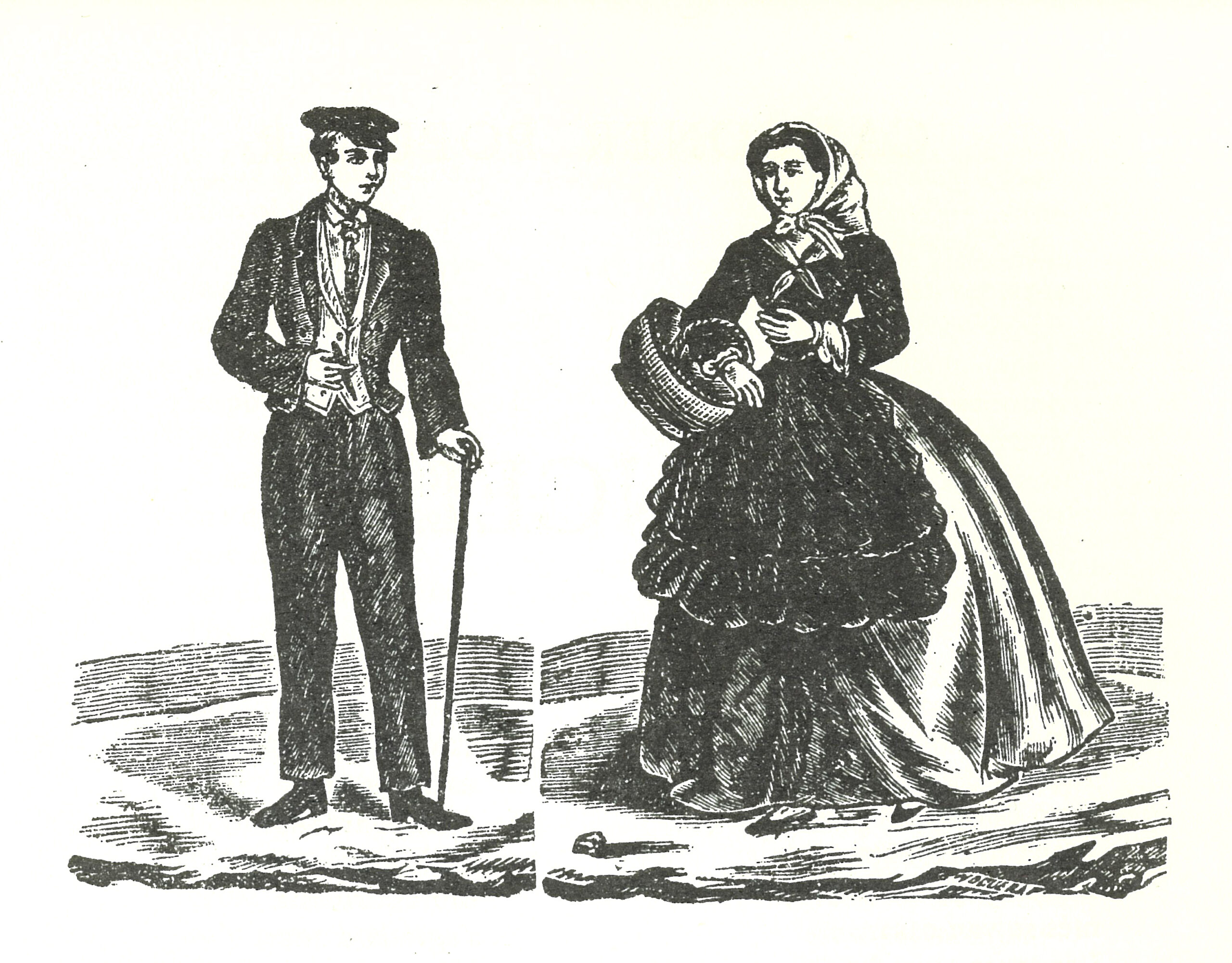 Dibuix procedent de l'estampa impresa de la cançó, publicat per Aureli Capmany en el Cançoner Popular (1901). Arxiu del Grup de Recerca Folklòrica de la Garrotxa.