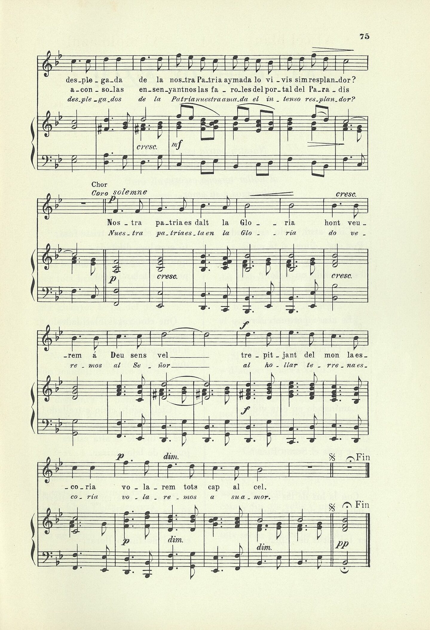 Segona pàgina de la partitura a veu i piano o orgue del mestre Lluís Millet (1867-1941) publicada a la primera sèrie de Cants espirituals per a ús del poble. Arxiu del GRFG.